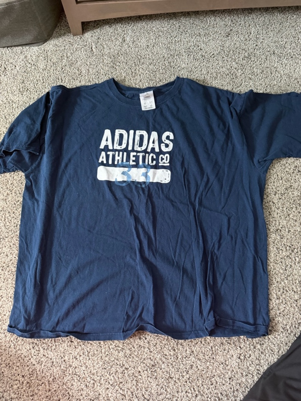 adidas Navy Blue Short Sleeve Tee with White Logo